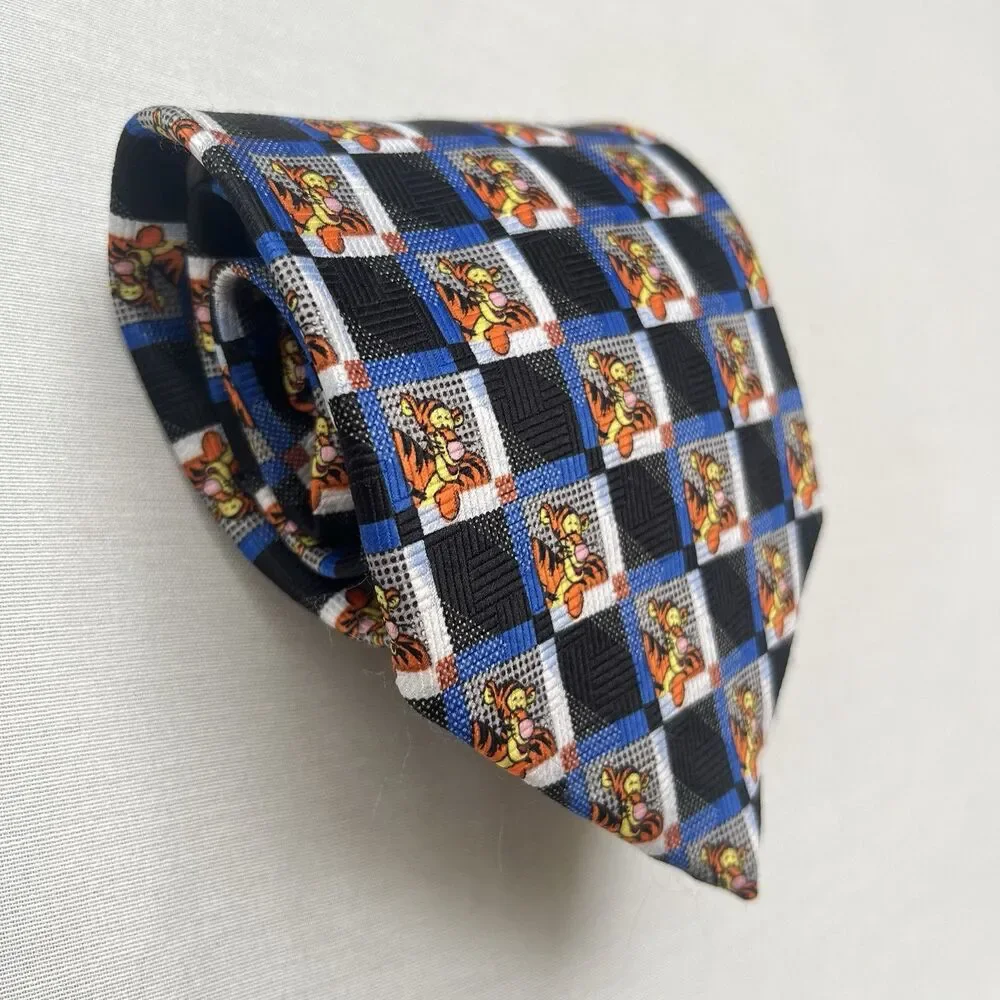 DISNEY WINNIE THE POOH BEAR/TIGGER BLACK/WHITE/YELLOW POLYESTER‎ TIE - NECK TIE